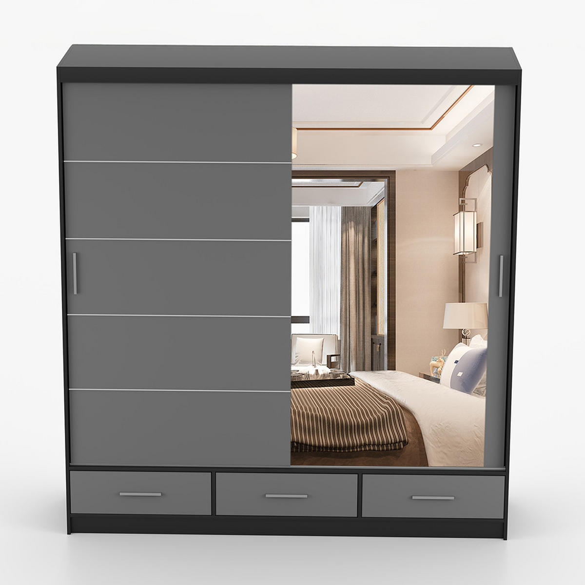 KLEIDERSCHRANK Florence 203 cm, 203/218/61, 2-türig, grau - Grau, Holzwerkstoff (203/218/61cm) - imoebel24