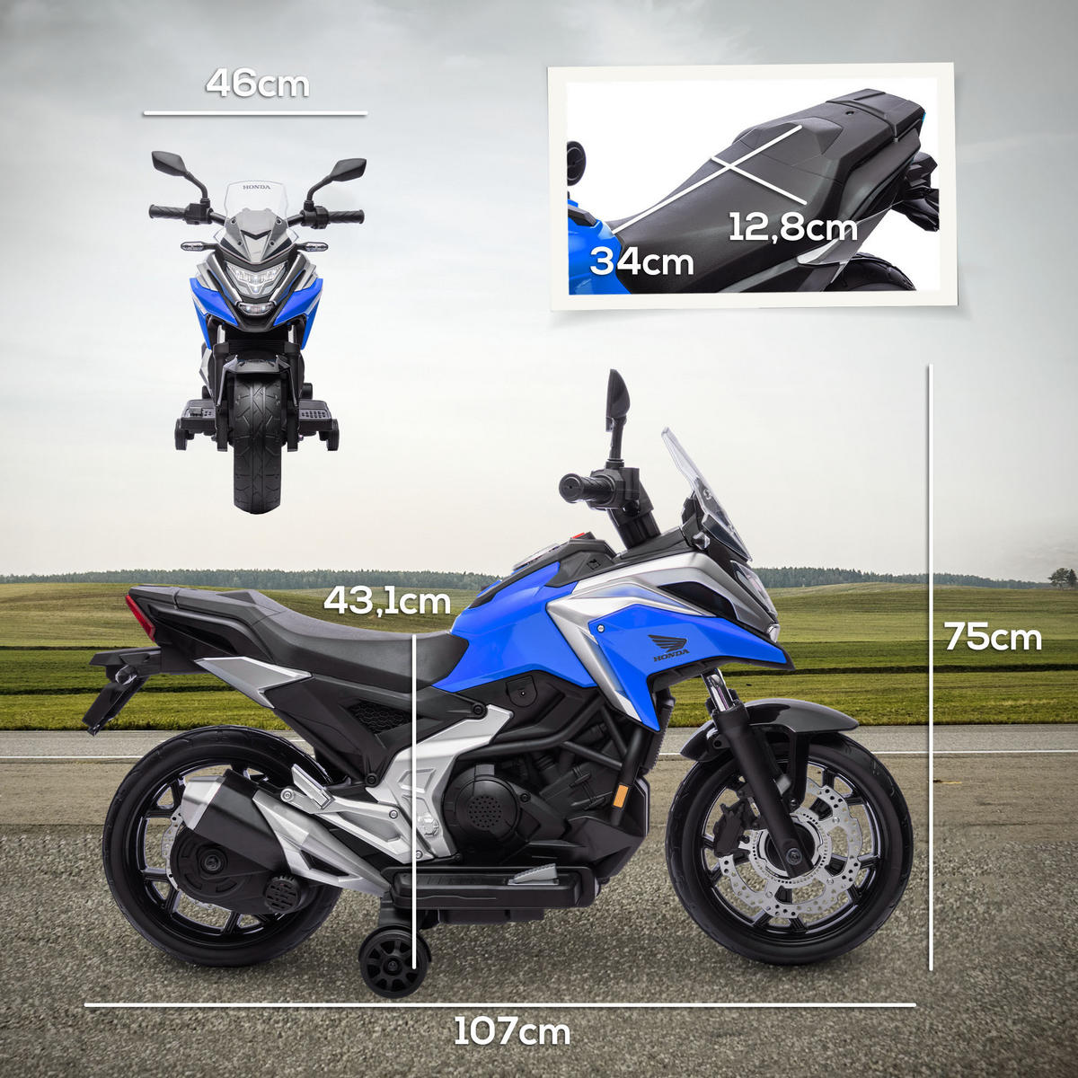 ELEKTRO-MOTORRAD DE-13123 Stützräder Blau - Blau, Kunststoff (107/46/75cm) - ComfortXL
