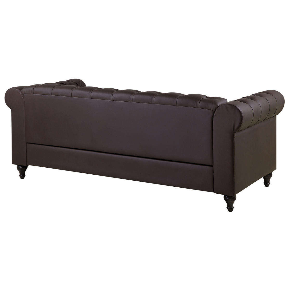 3-SITZER-SOFA Kunstleder Braun Chesterfield - Dunkelbraun, Kunststoff/Textil (208/78/88cm) - Beliani