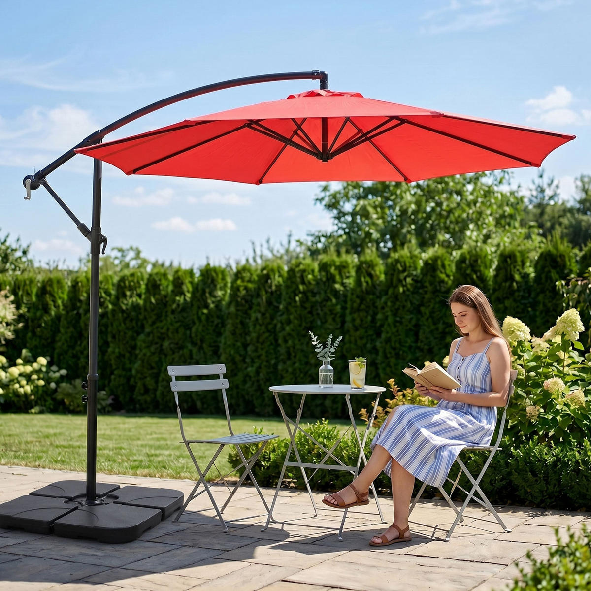 SONNENSCHRIM Rot 245/300 cm - Rot/Schwarz, Metall (300/300cm) - Akord
