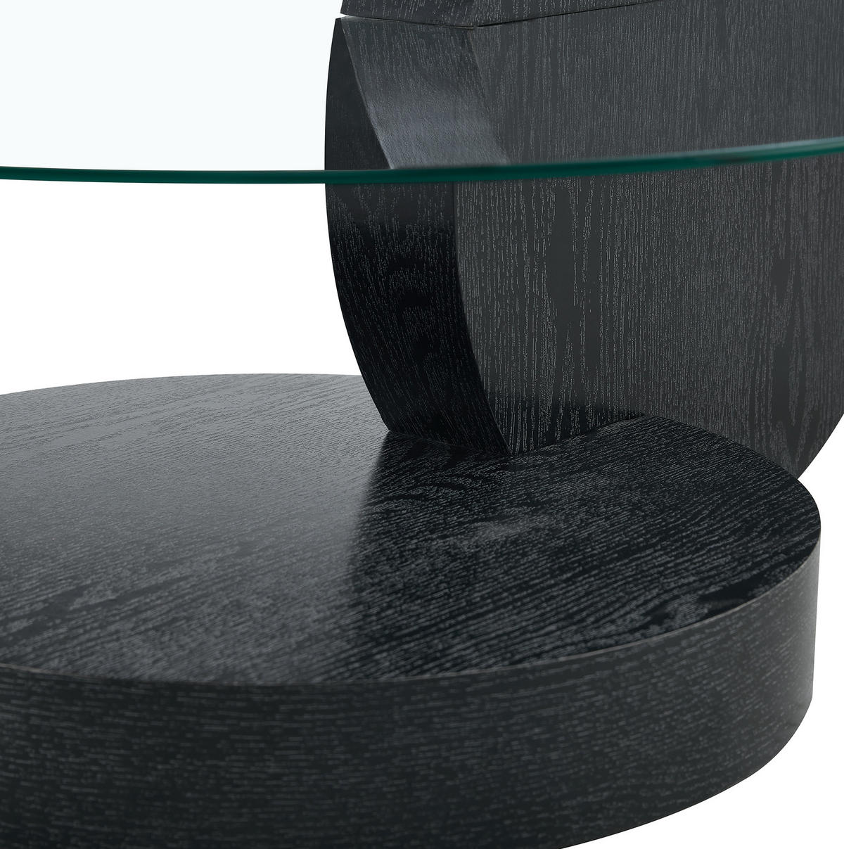 COUCHTISCH aus MDF und Sicherheitsglas 90x90x44 cm Schwarz/Transparent mit Ablageflächen - Schwarz, Glas (90/90/44cm) - IVMEU