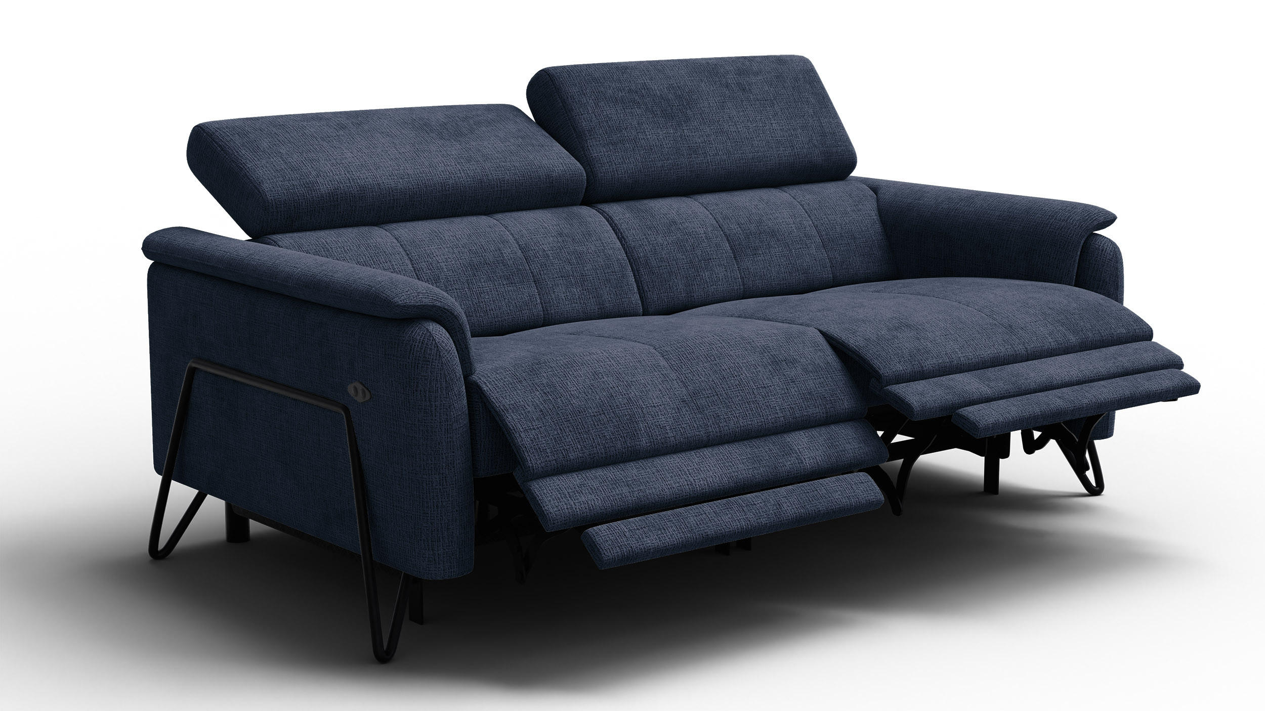 RELAXSOFA RODEN 3-Sitzer, marineblau - Dunkelblau, Holz/Textil (194/82/103cm) - Courtois Laville
