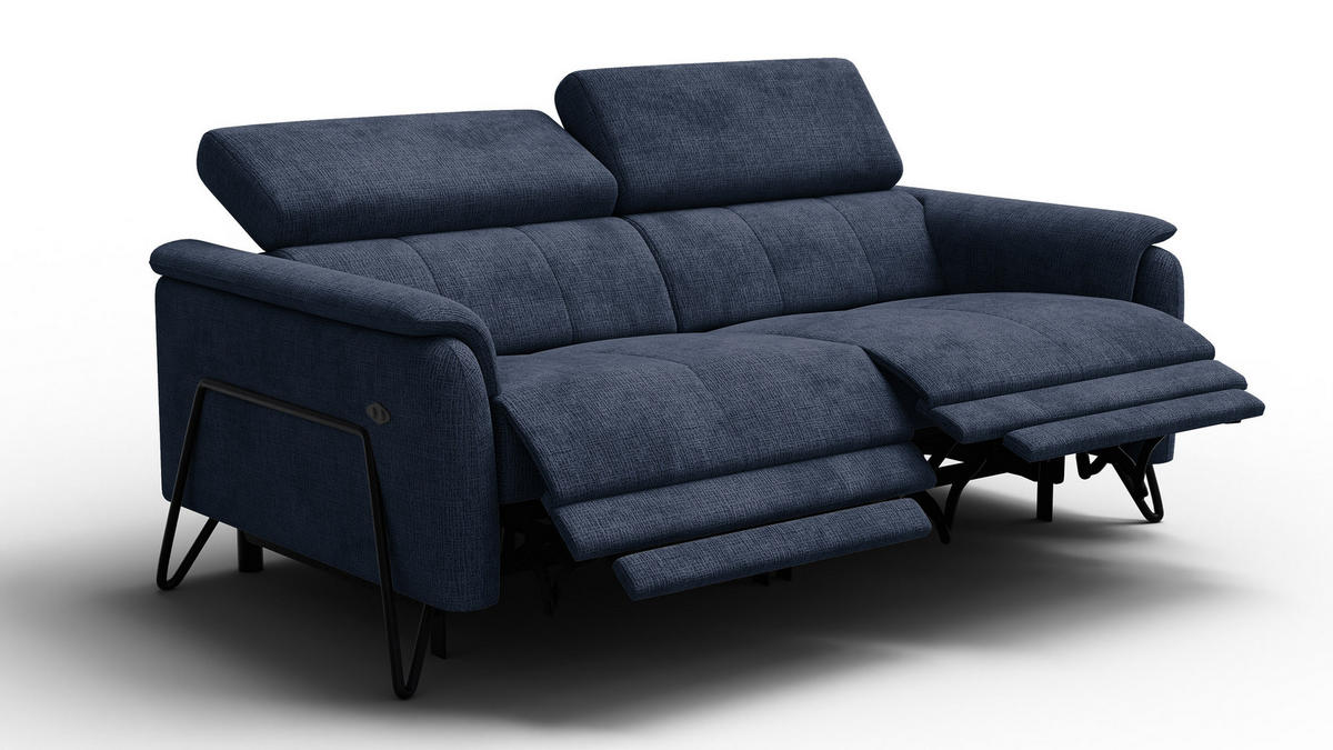 RELAXSOFA RODEN 3-Sitzer, marineblau - Dunkelblau, Holz/Textil (194/82/103cm) - Courtois Laville