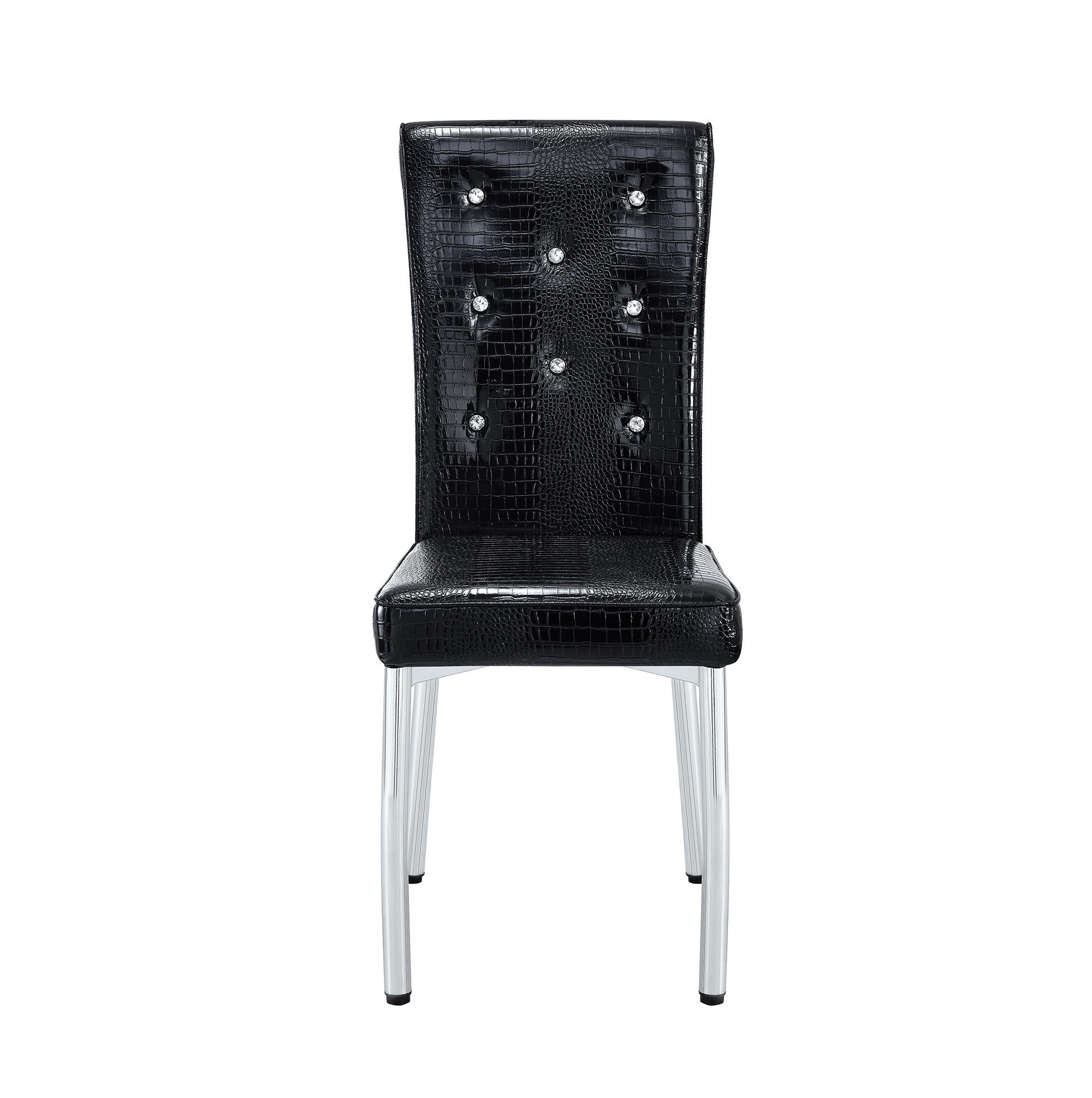 ESSZIMMERSTUHL 2er-Set gepolstert Schwarz PVC mit Metallbeinen - Silberfarben, Metall (42/101/61.8cm) - Meubliv