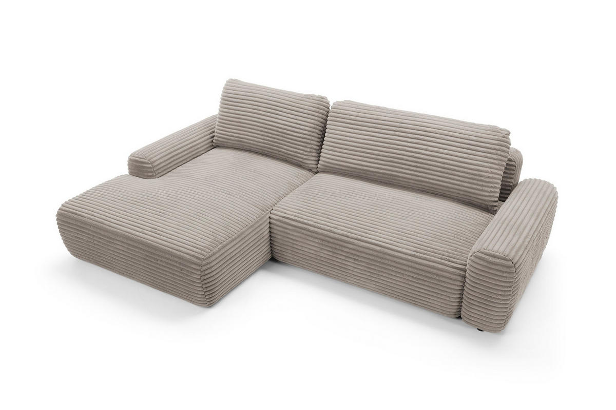 ECKSOFA Cordina Beige, mit Schlaffunktion und Bettzeugbehälter, linke seite - Beige, Holzwerkstoff (264/162cm) - Bettso