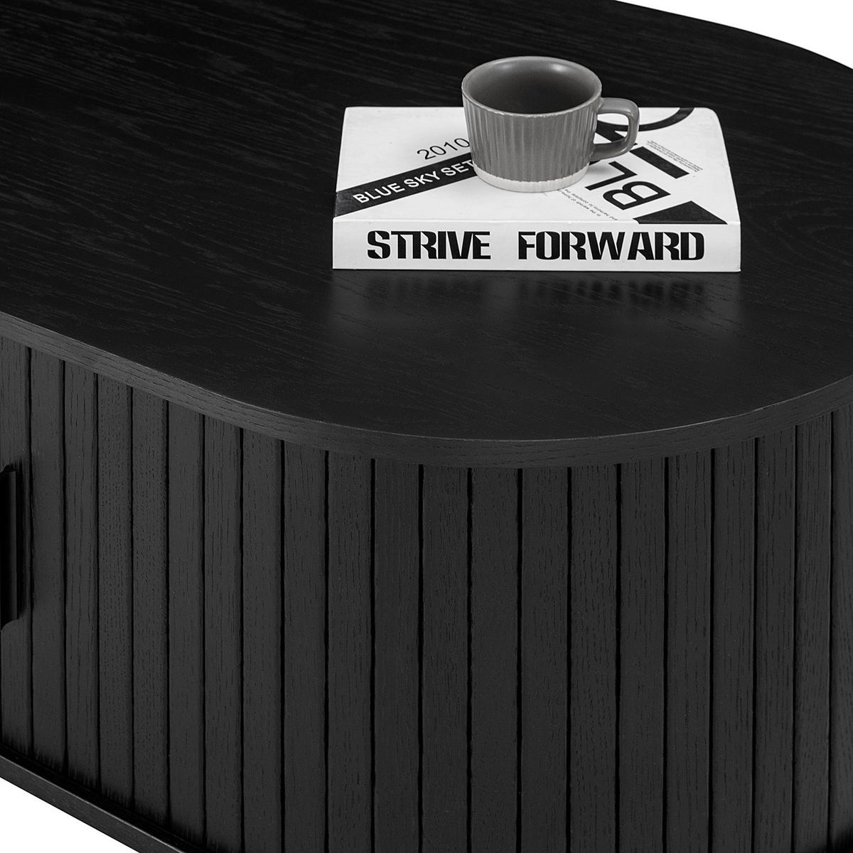 KOMMODE COUCHTISCH - Echtholzfurnier - Eichefarben/Schwarz, Holzwerkstoff/Metall (60/100/55cm) - home24