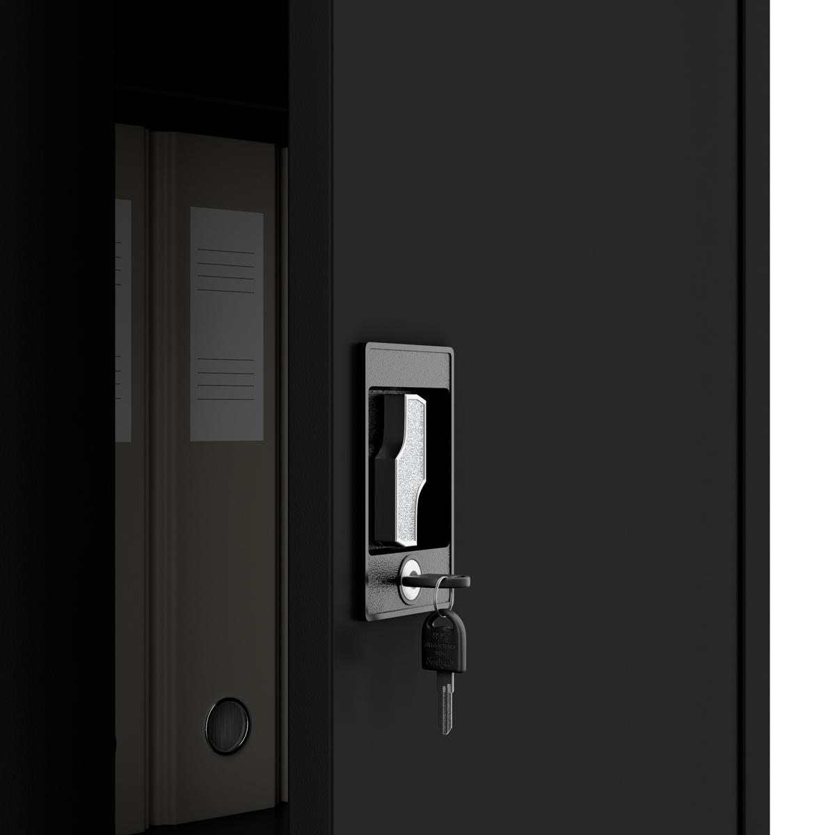 AKTENSCHRANK Jan H 220 - Schwarz, Metall (90/220/40cm) - Jan Nowak