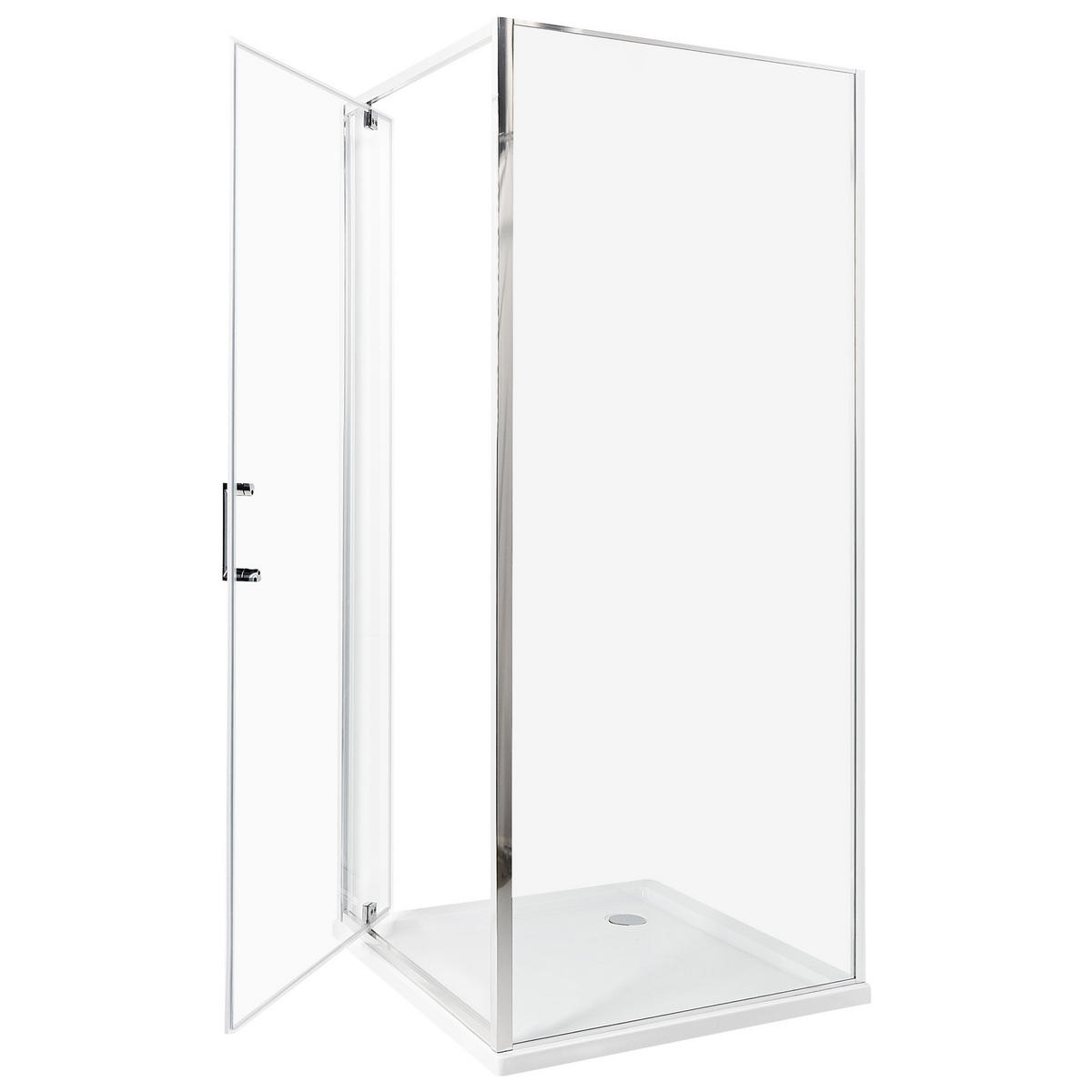 DUSCHKABIN 80/80/185 cm silver Darli - Transparent/Silverfärgad, Glas (80/80/185cm) - Beliani