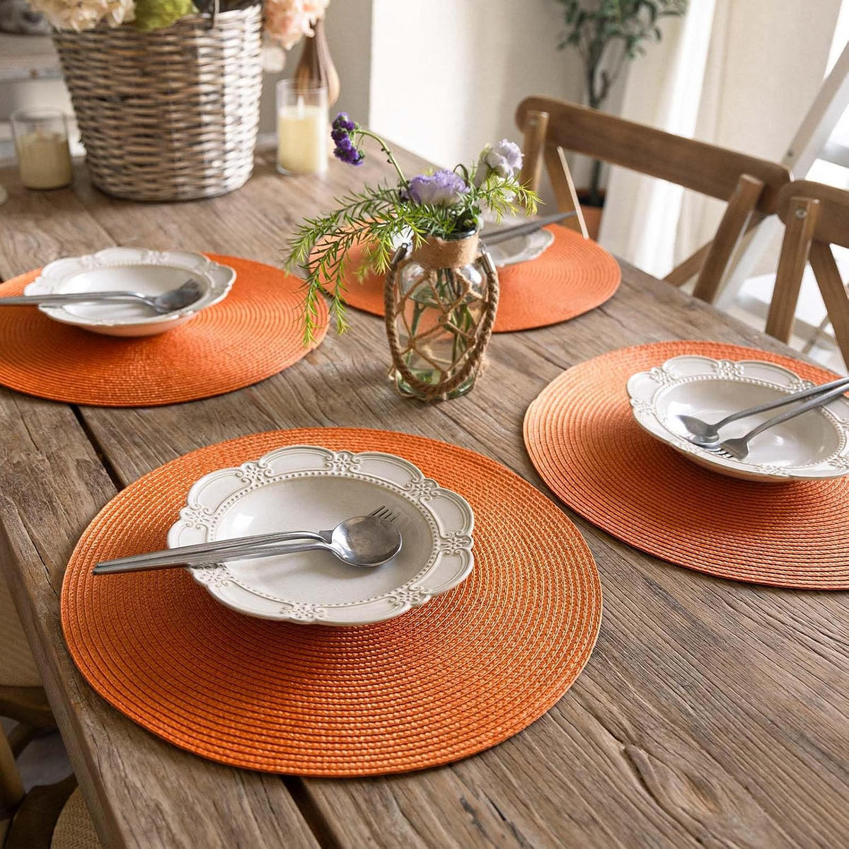PLATZSET 8-teilig – 38 x 38 cm - Orange - Orange, Kunststoff (38/38cm)