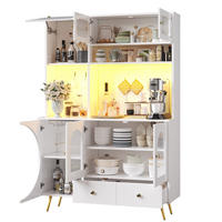 KÜCHENSCHRANK mit LED und Steckdosen 120 x 40 x 176 cm MDF Glas Weiß - Weiß, Glas (40/176/120cm) - Meubliv
