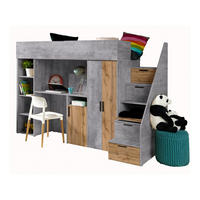 HOCHBETT mit Schreibtisch 90/200 cm - Eiche Wotan/Schwarz, Holz (90/200cm) - Abiks Möbel