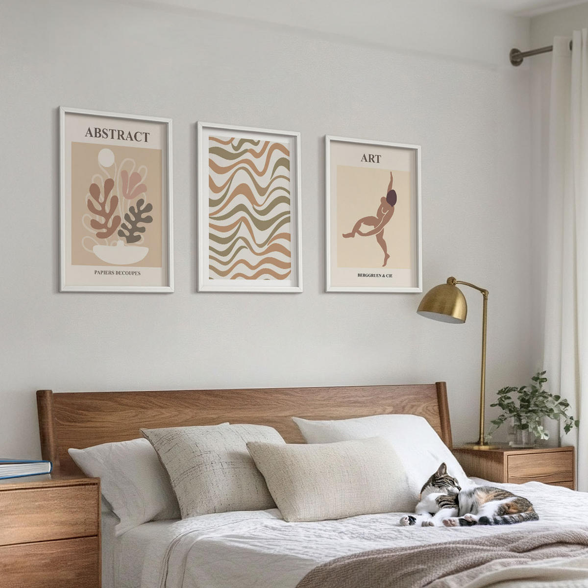 BILDER SET 3er Set - 40x60 cm Weißer Rahmen - Matisse Boho abstrakte Muster - Weiß, Kunststoff (40/60cm) - TULUP