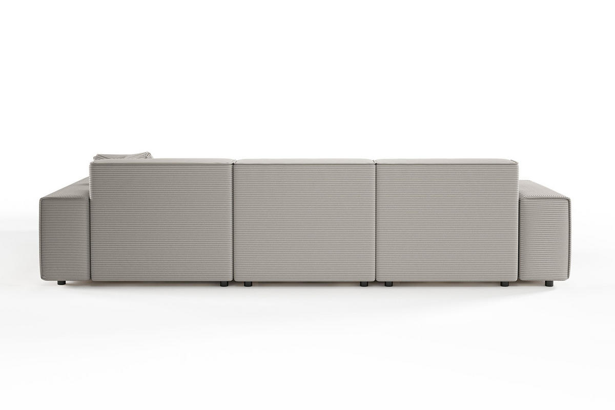 ECKSOFA RANI Steingrau Cord - Schwarz/Grau, Kunststoff/Textil (299/189cm) - KAWOLA