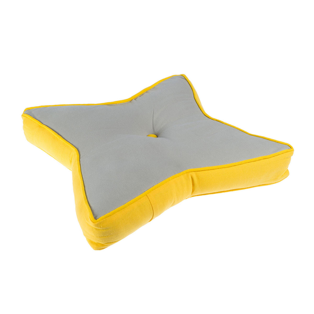 BODENKISSEN Stern, grau-gelb 70/48/7 cm - Gelb/Grau, Textil (70/48/7cm) - Homescapes