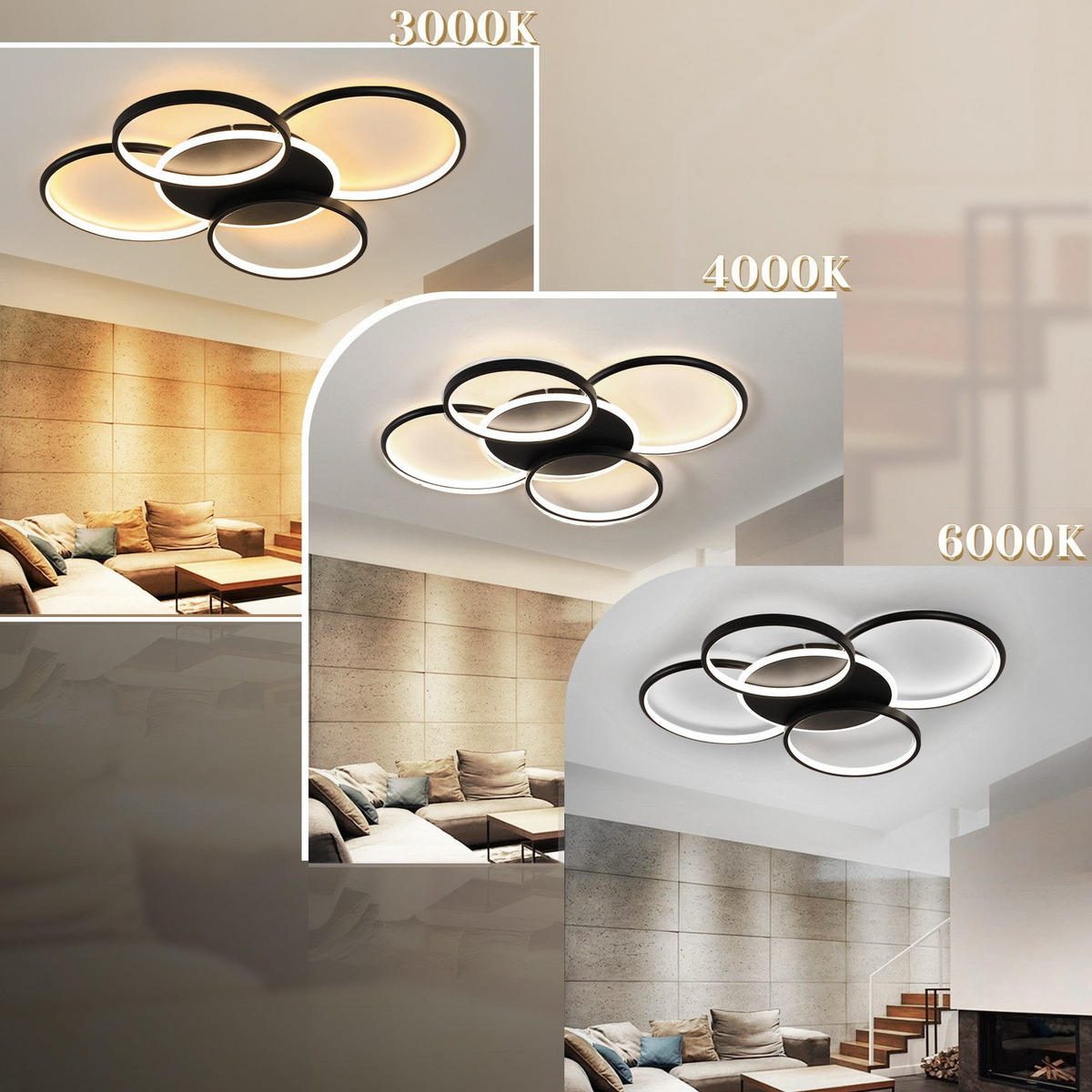 LED-DECKENLEUCHTE Lemoine 55.5/67/6cm - Schwarz, Metall (67/55.5/6cm) - Nettlife