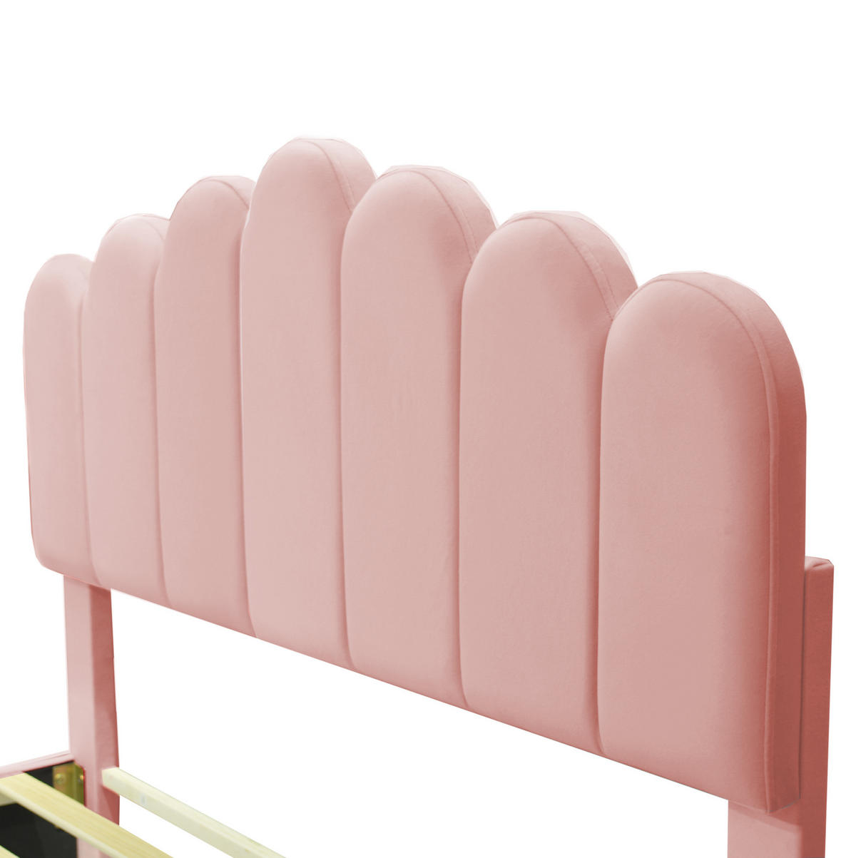 POLSTERBETT 140/200 cm mit verstellbarem Kopfteil, Lattenrost und Metallfüßen, Rosa - Rosa, Textil (140/200cm) - Redom