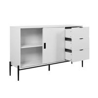 SIDEBOARD aus Holzwerkstoff mit geriffeltem Glaseinsatz und 3 Schubladen Weiß - Weiß, Holzwerkstoff (155/91.5/40cm) - Modenvie