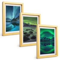 BILDER SET 3er Set - 20x30 cm Goldrahmen - Winterlandschaft der Aurora borealis - Goldfarben, Kunststoff (20/30cm) - TULUP