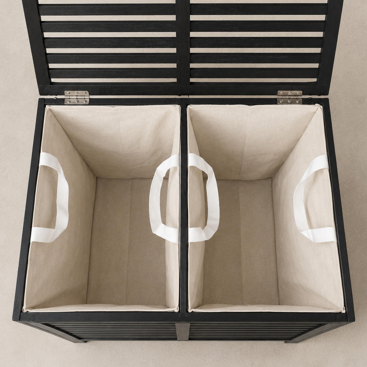 WÄSCHEKORB Bambus Moa 90 l 40/60/58,5 cm - Schwarz, Naturmaterialien (60/58.5/40cm) - NUXIO