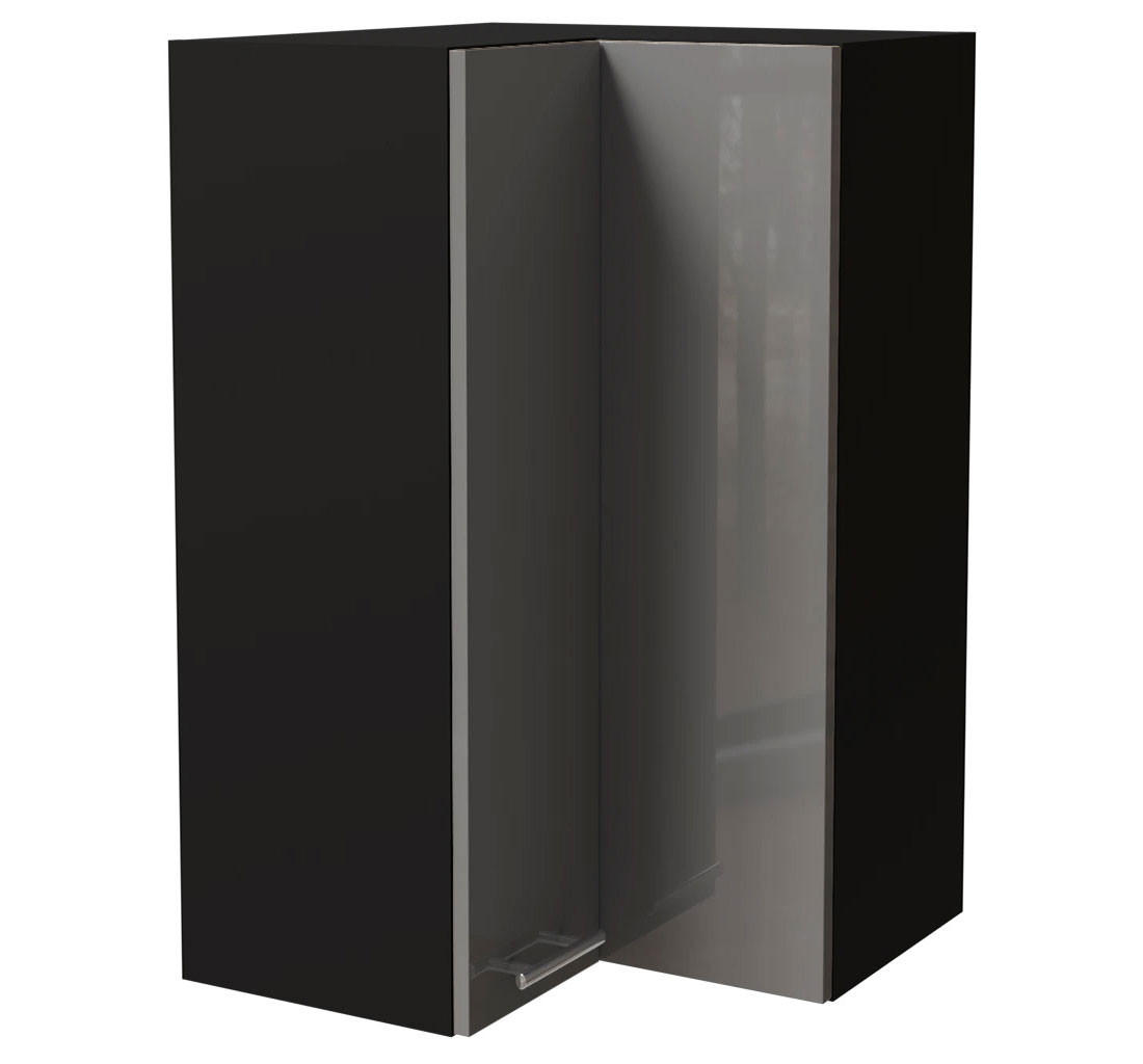 ECKHÄNGESCHRANK Essen W14/60 Grau Hochglanz / Schwarz Matt 60 / 60 / 96cm - Schwarz/Grau, Holz/Holzwerkstoff (60/96/60cm) - Feldmann-Wohnen