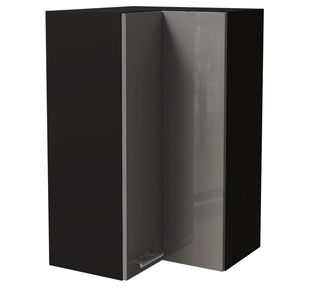 ECKHÄNGESCHRANK Essen W14/60 Grau Hochglanz / Schwarz Matt 60 / 60 / 96cm - Schwarz/Grau, Holz/Holzwerkstoff (60/96/60cm) - Feldmann-Wohnen