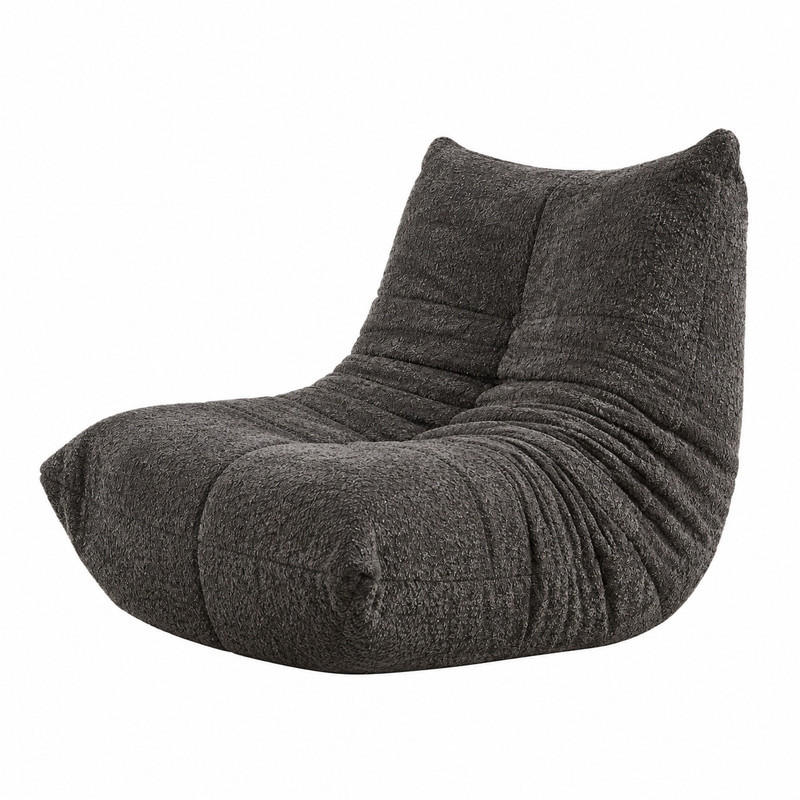 BODEN-LOUNGESSESSEL mit Chenille-Bezug Grau - Grau, Kunststoff (94/71/101cm) - Beauniv