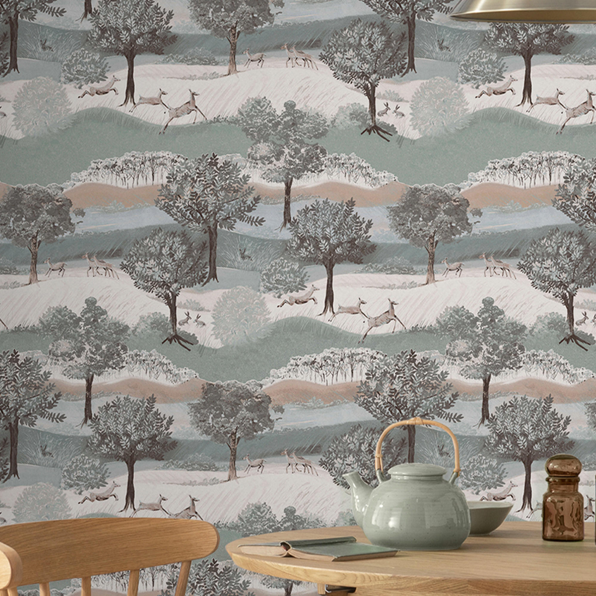 VLIESTAPETE Hartingdon Jade Grün | Grün Rot | Ländlich | 10mx52cm - Grün, Papier/Kunststoff (1000/1000cm) - LAURA ASHLEY