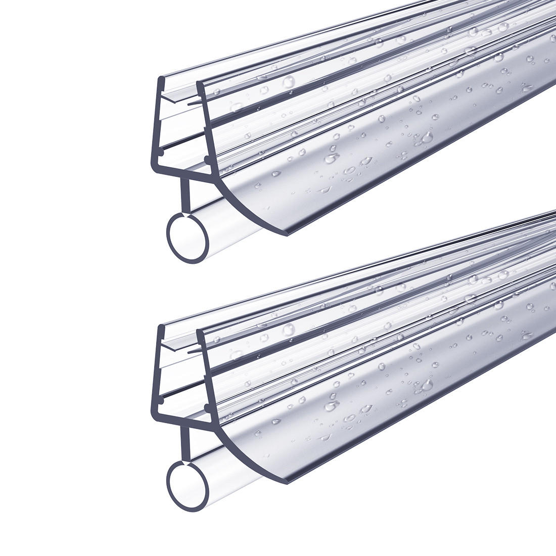 DUSCHDICHTUNG 2 Stück 80 cm für Duschtüren 7–8 mm transparent zuschneidbar - Transparent, Kunststoff (80/2.2cm) - S'AFIELINA