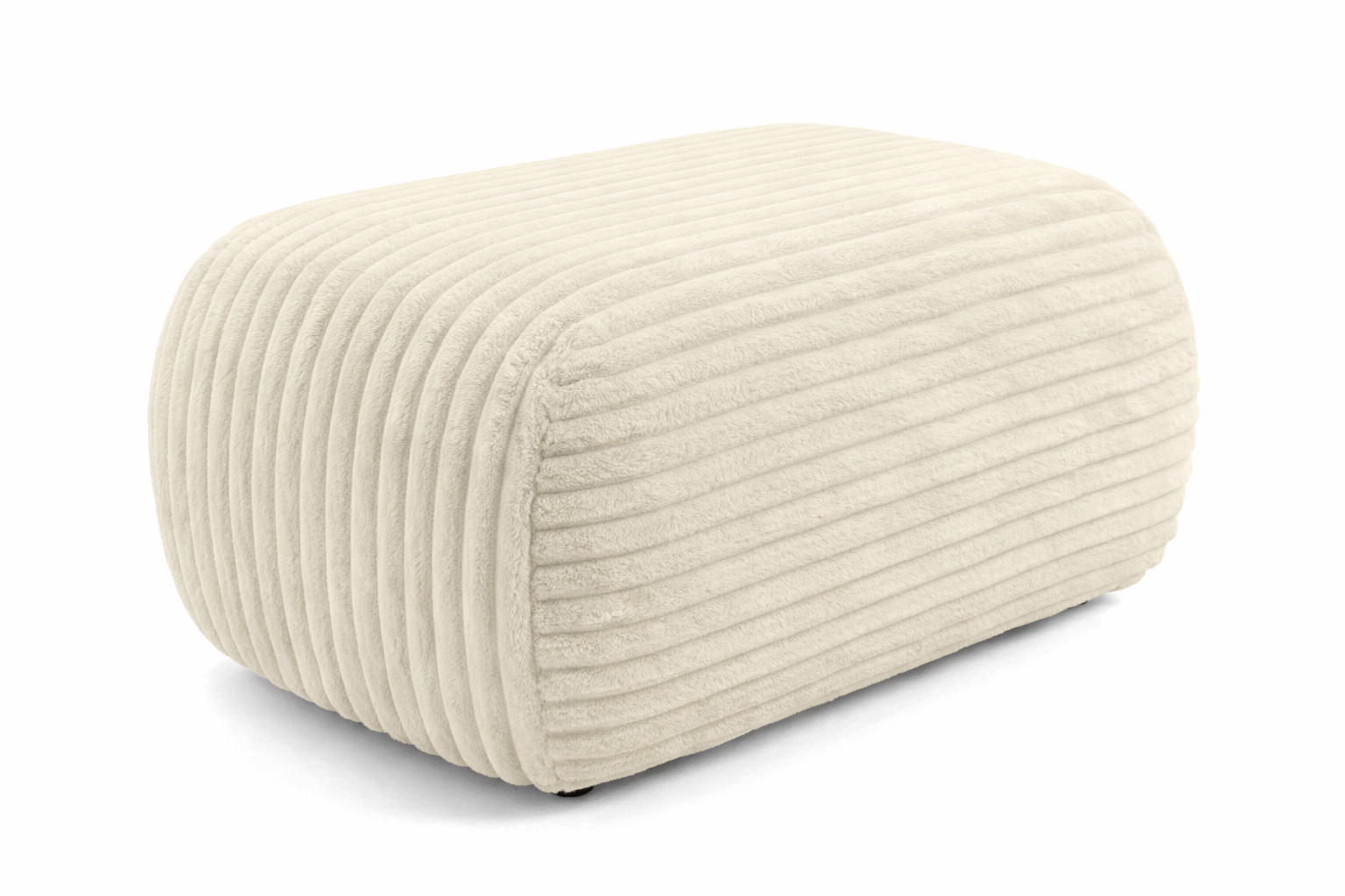 HOCKER Sitzpouf Für Wohnzimmer, Cordstoff Tilia, Ecru, BIS - Ecru, Holz (64/40/40cm) - Kaiser Möbel