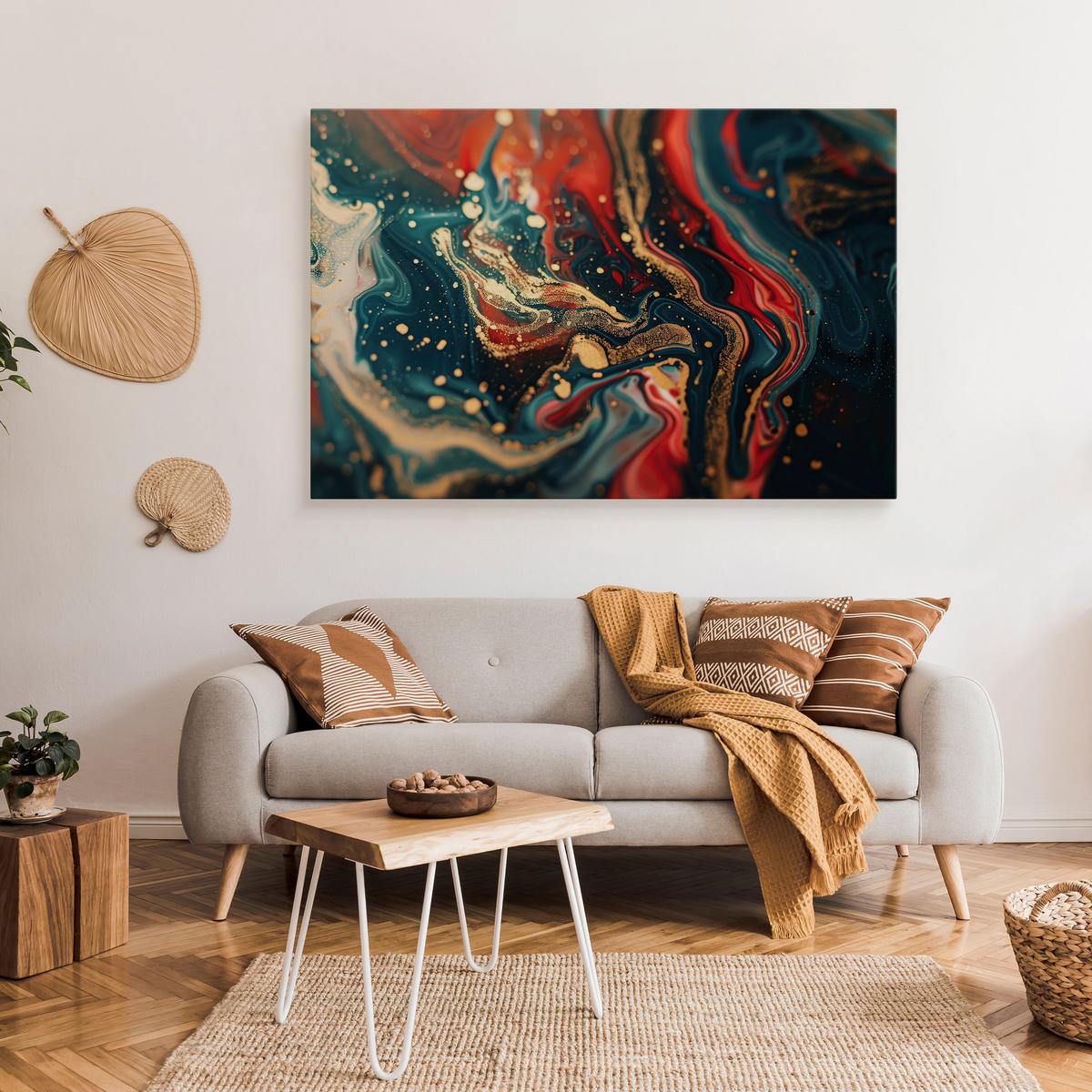 WANDBILD für Büro MARMOR Moderne Abstraktion Glamour Stil 100/70 cm - Schwarz/Grün, Textil (100/70cm) - Muralo