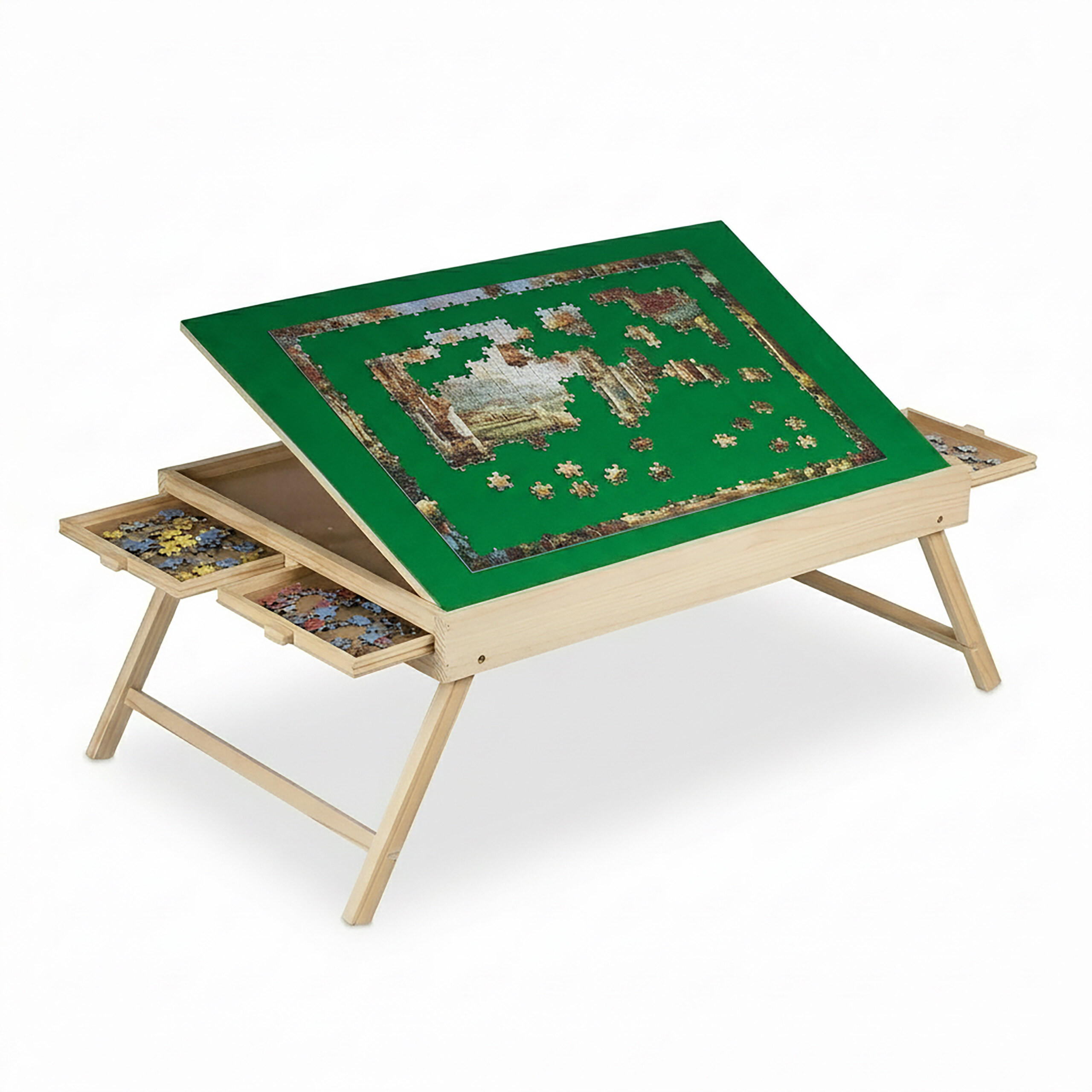 PUZZLETISCH Bunt 4 Schubladen Abdeckung für 1500 Teile - Multicolor, Holz/Holzwerkstoff (66.5/110.5/34.5cm) - Relaxdays