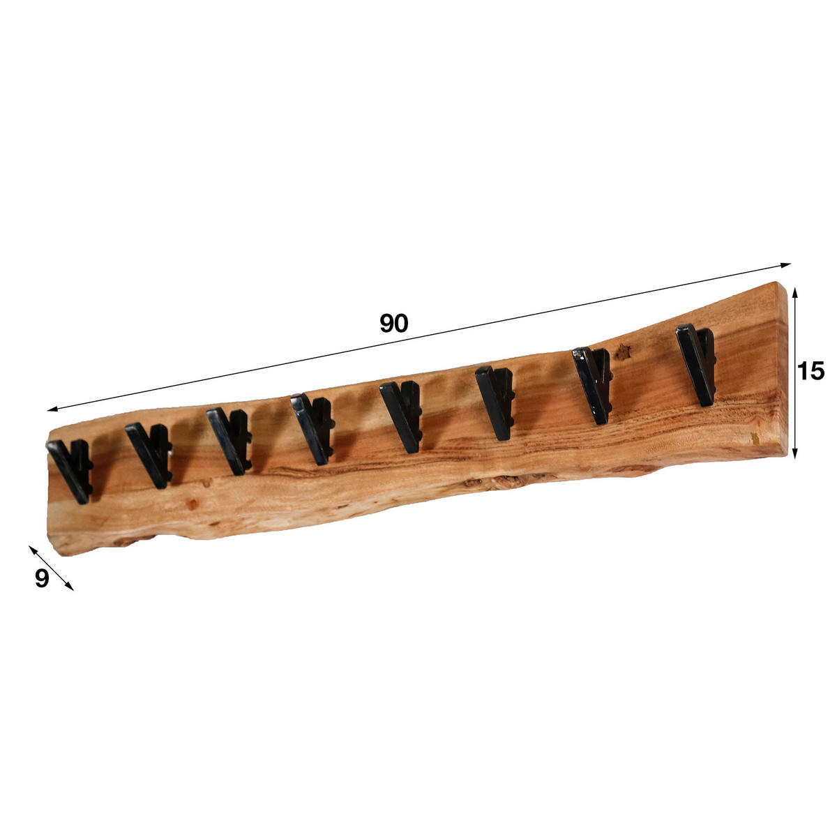 WANDGARDEROBE Edge Braun 90/9/15 cm - Braun, Holz (9/15/90cm) - Hoyz Collection