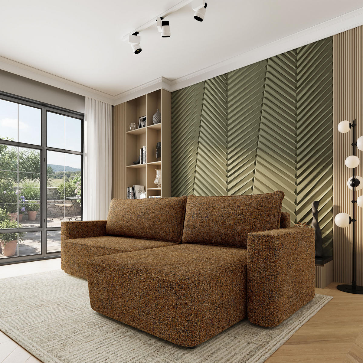 ECKSOFA BELARO BL Braun Chenille mit Schlaffunktion - Braun, Holz/Textil (280/162cm) - MASSENO
