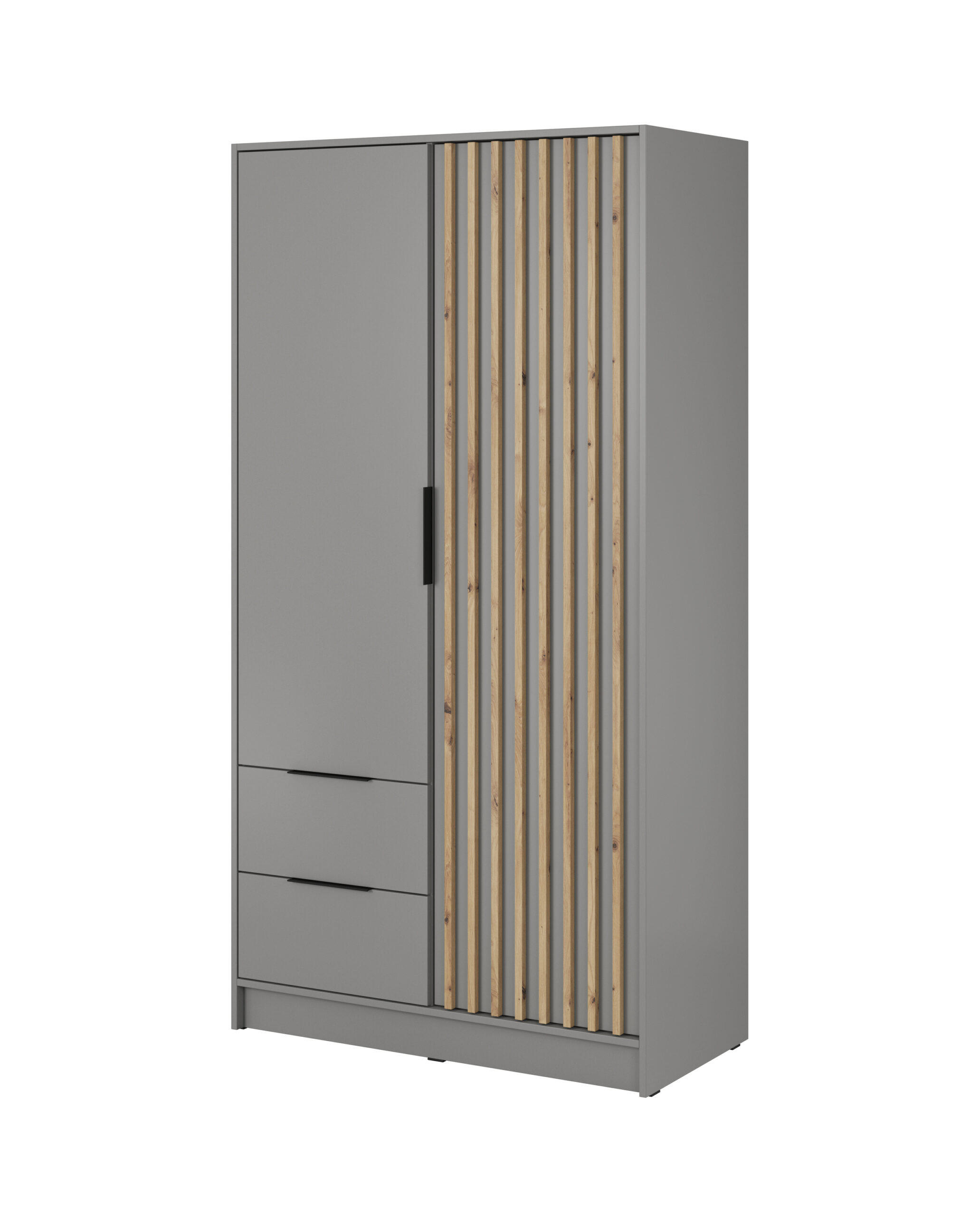 DREHTÜRENSCHRANK - John 2D ohne Spiegel Grau + artisan - Grau, Holzwerkstoff/Metall (105/200/51cm) - Möblo