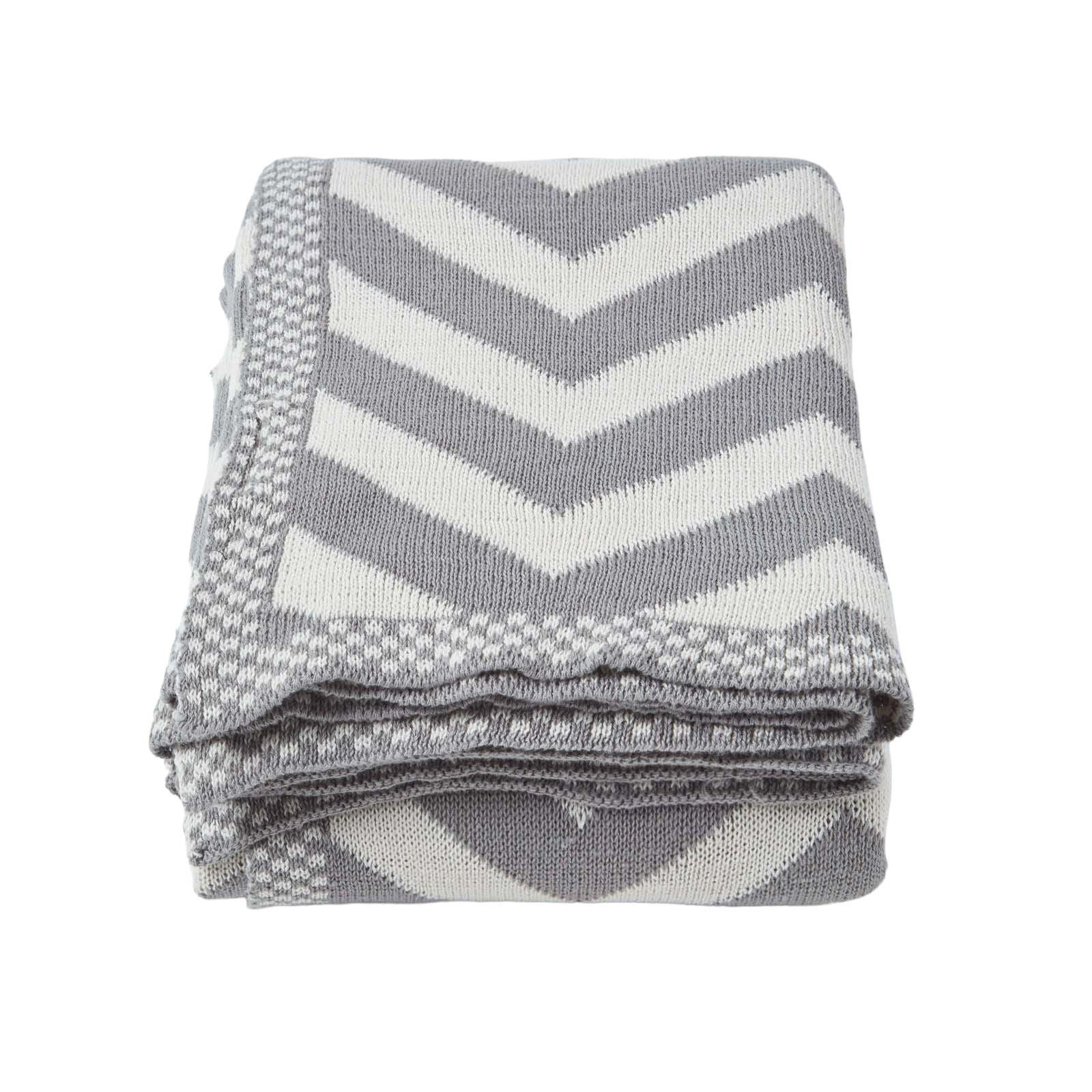 STRICKDECKE 130/170 cm, Zickzack-Muster Baumwolle - Grau, Textil (130/170cm) - Homescapes