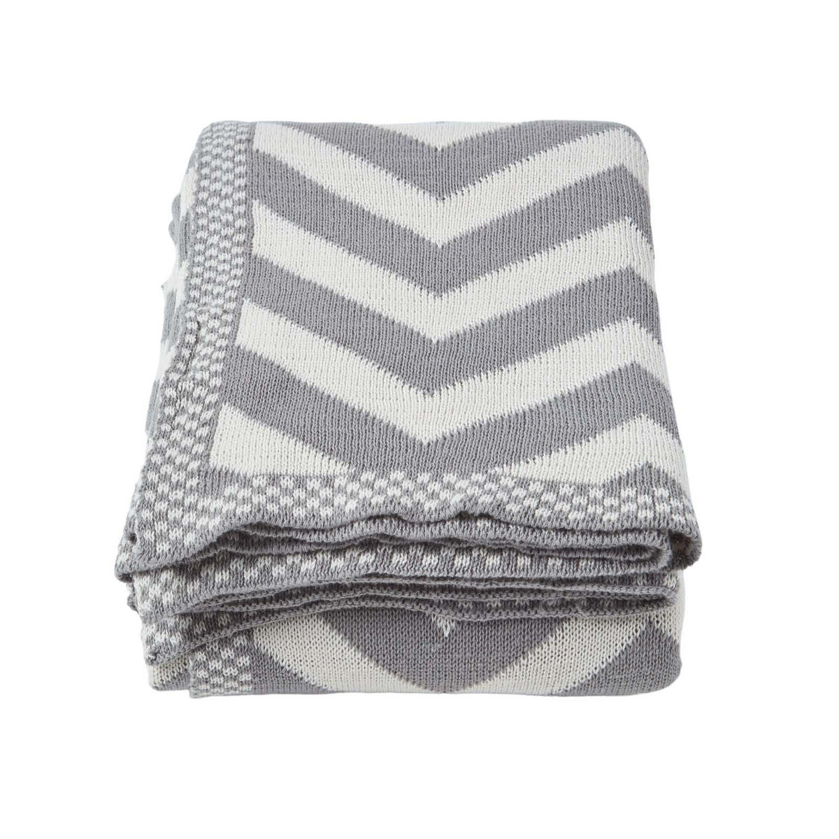 STRICKDECKE 150/200 cm, Zickzack-Muster Baumwolle - Grau, Textil (150/200cm) - Homescapes