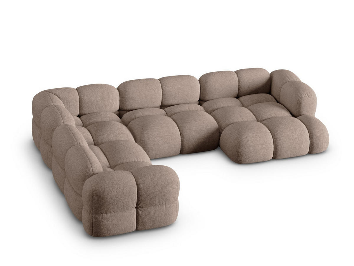 PANORAMASOFA links Loretto aus strukturiertem Stoff cappuccino 5 Sitzplätze - Cappuccino, Textil (250/68/345cm) - Cosmopolitan Design