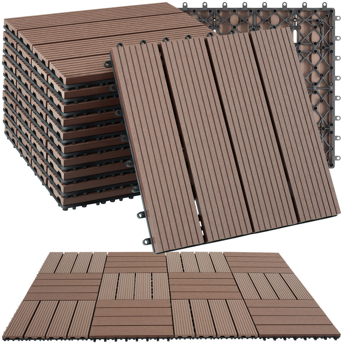 TERRASSENFLIESEN Tegulas,31 x 31 x 2,2 cm,braun - Braun, Kunststoff (31/31/2.2cm) - tectake