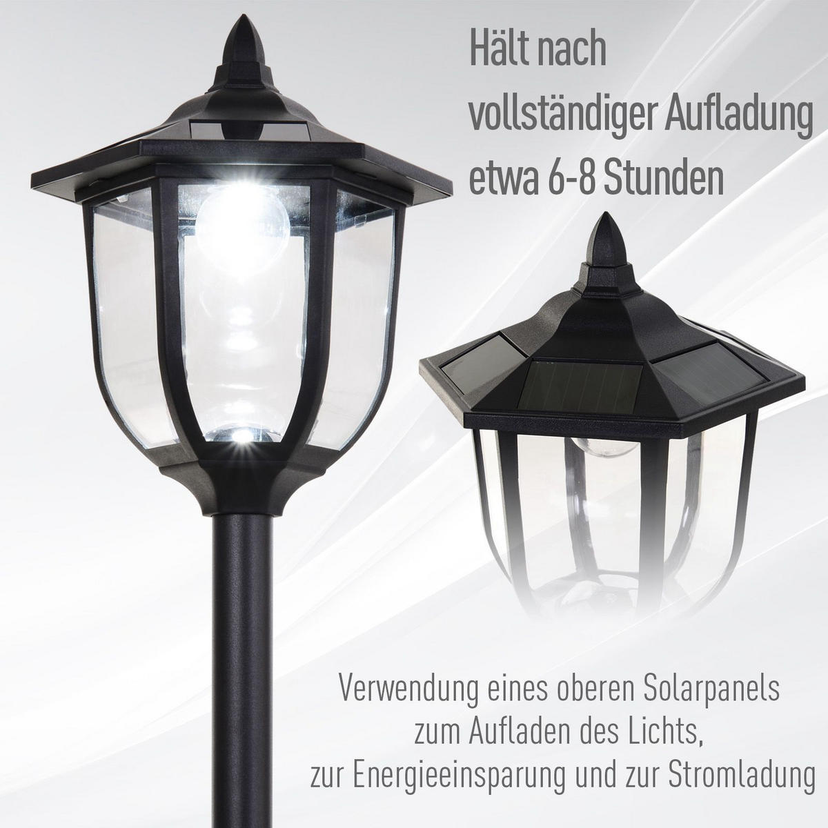 GARTENLATERNE, Schwarz, ABS (Kunststoff), Edelstahl - Schwarz, Kunststoff (26.5/26.5/177cm) - Outsunny