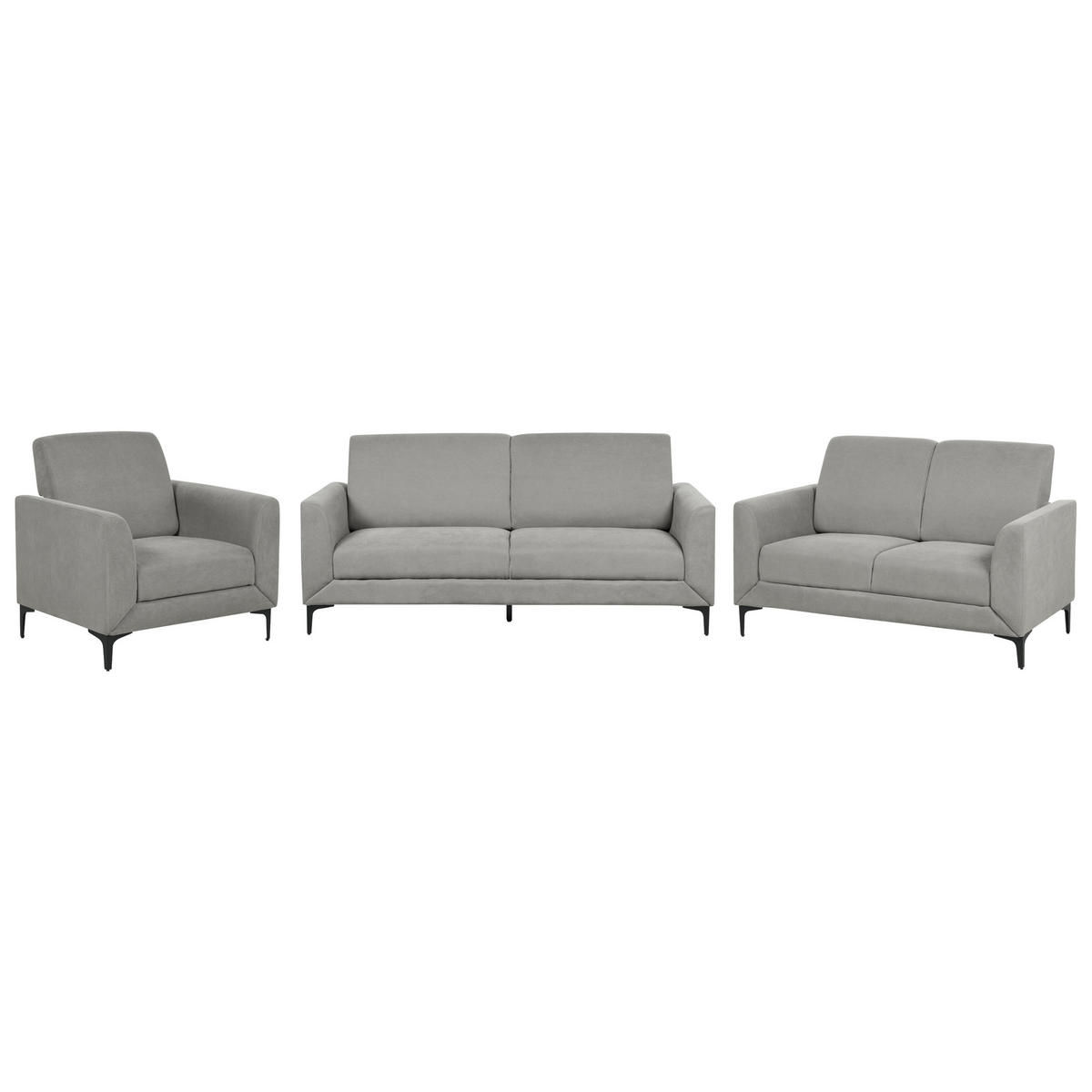 SOFA-SET 6-sitzer grau Fenes - Schwarz/Grau, Textil (75/75/188cm) - Beliani