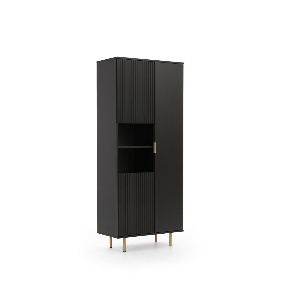 BÜCHERREGAL Nubia 3-türig Schwarz - Goldfarben/Schwarz, Holzwerkstoff/Metall (80/190/41cm) - Ravio