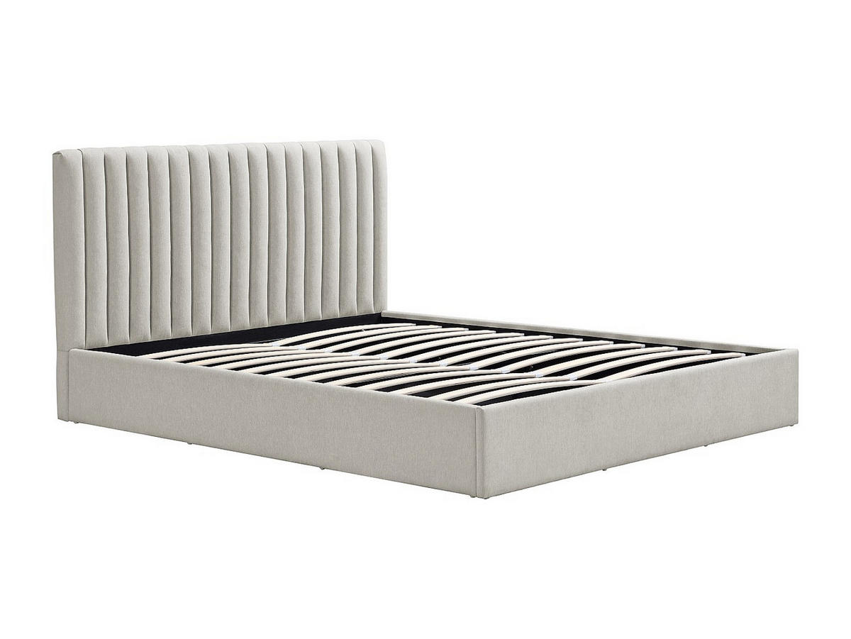 BETT mit Bettkasten - 2 Personen - Stoff - Hellgrau - - Hellgrau, Textil (180/200cm) - Vente-Unique