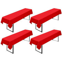 BIERTISCHDECKE 4er-Set Rot 100 x 250 cm - Rot, Textil (250/100/1.5cm)