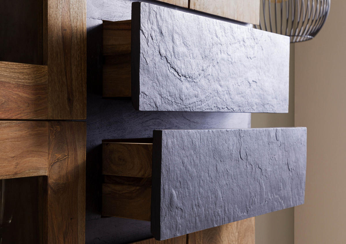 VITRINE Sheesham 100x40x190 natur unbehandelt LICHTENBERG #106 - Braun, Holz (100/190/40cm) - Massivmoebel24