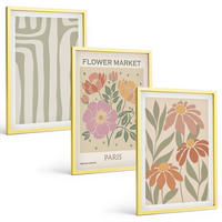 BILDER SET 3er Set - 40x60 cm Goldrahmen - Botanische Motive, Pariser Minimalismus - Goldfarben, Kunststoff (40/60cm) - TULUP