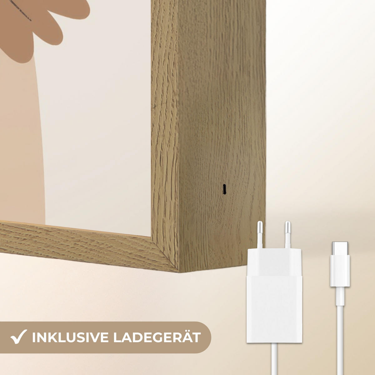 WANDLEUCHTE MIT AKKU Löwe - Beige - Tier - Mutig - Zitat 40x60 cm - Beige, Holzwerkstoff (40/60/8cm) - OnlyWow