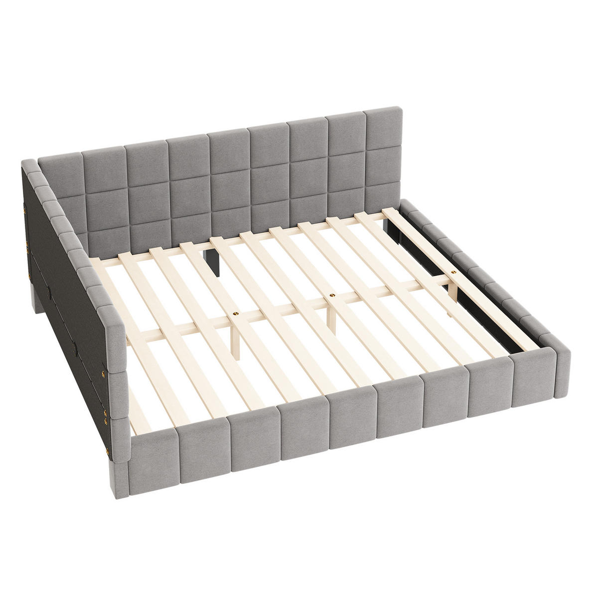 POLSTERBETT 160x200 Grau Samt Lattenrost - Grau, Textil (160/200cm) - FLIEKS
