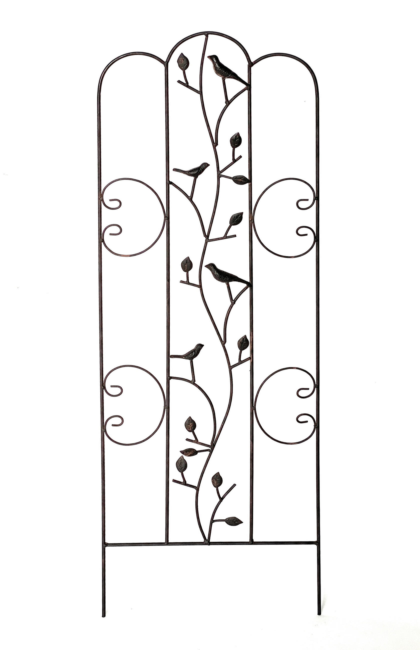 RANKHILFE mit Vögel Metall Freistehend 110 cm  - Braun, Metall (37/110/1.5cm) - DanDiBo
