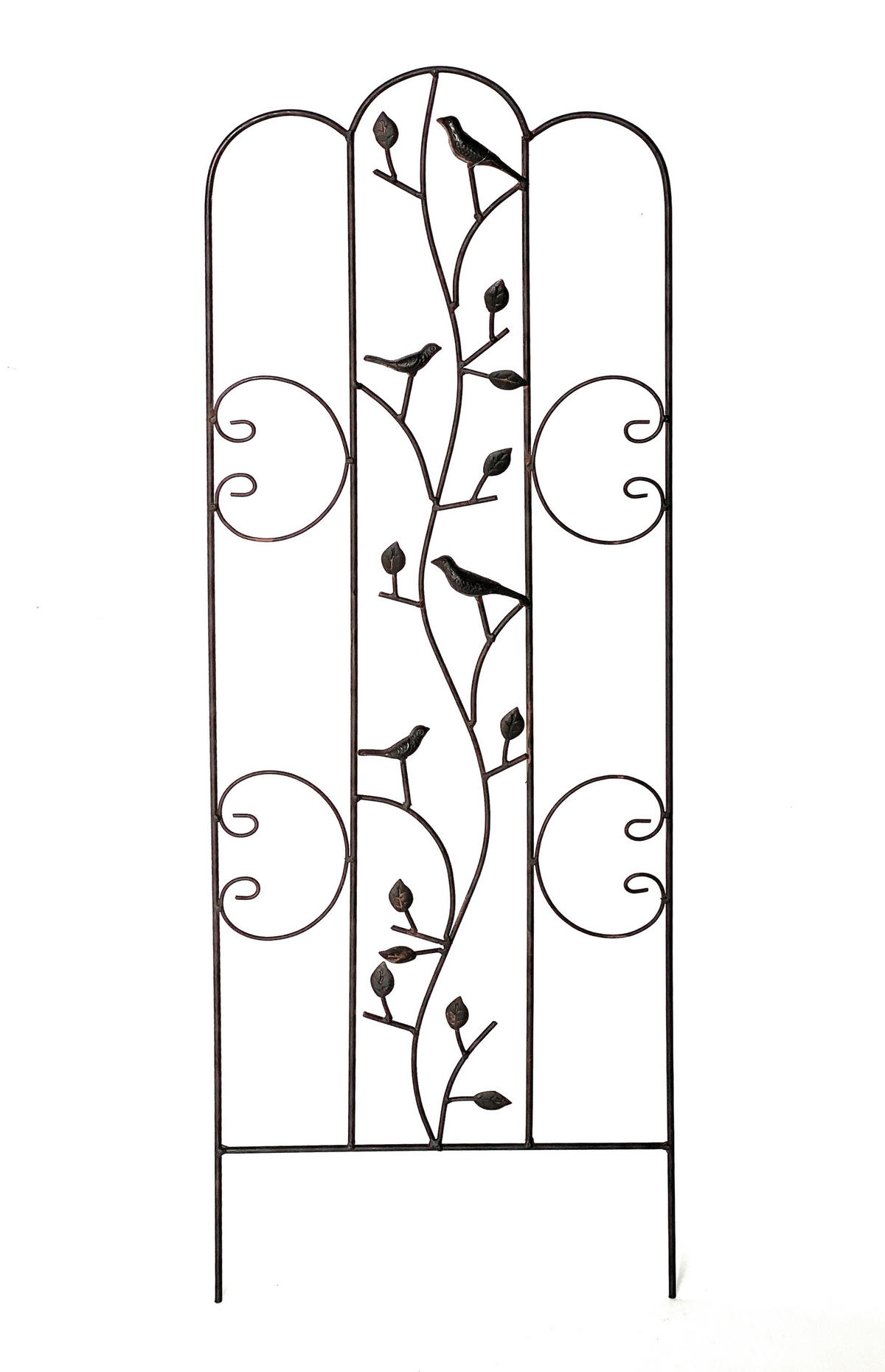 RANKHILFE mit Vögel Metall Freistehend 110 cm  - Braun, Metall (37/110/1.5cm) - DanDiBo