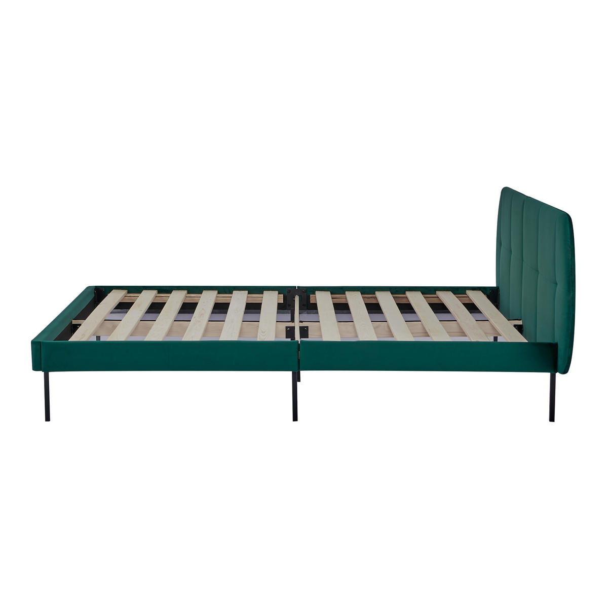 POLSTERBETT Porvoo - Dunkelgrün, Holz/Textil (160/200cm) - [en.casa]